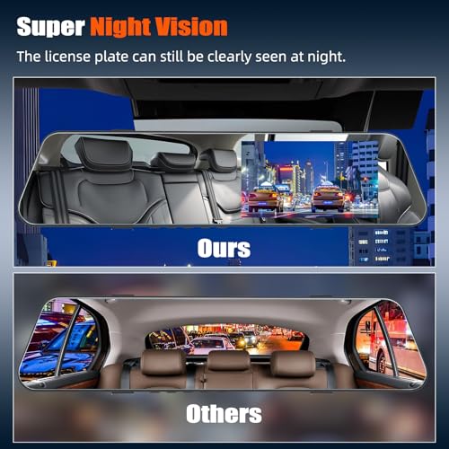 Mirror Dash Cam 4.7 Inch Rear View Mirror 720P Front and Rear View Dual Cameras with Super Night Vision