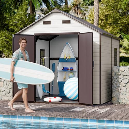 8x8 FT Large Resin Outdoor Storage Shed