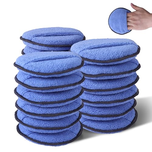 18 Pack Car Microfiber Wax Applicator Pads with Finger Pocket (18 Count)