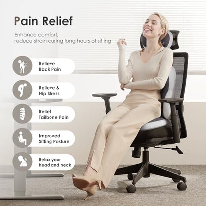 3 PCS Seat Cushion for Carseat Lumbar Support Pillow Car Neck Headrest Pillows Ultrathick Memory Foam Seat Pads Pressure Relief Back Cushion for Office Chair