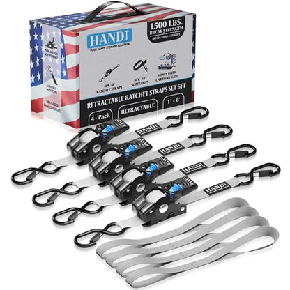 USA Based Retractable Ratchet Straps (4 Count)