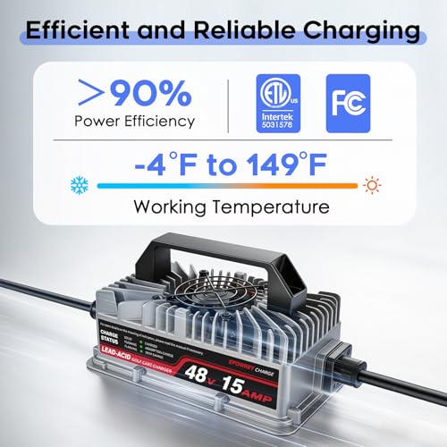 48V 15 AMP Golf Cart Charger for Club Car Precedent & DS Series with 3