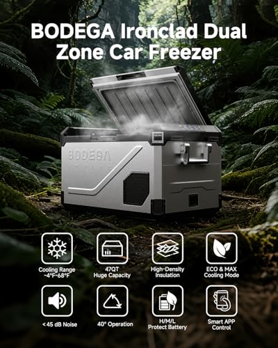 Portable 12V Car Refrigerator 47QT Stainless Steel Fridge