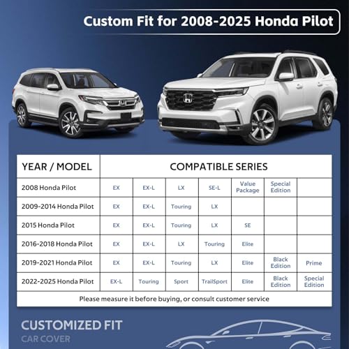 10 Layers SUV Car Cover Custom Fit for Honda Pilot