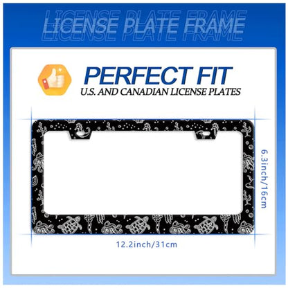 Turtles Print License Plate Frame Stainless Steel Car Accessory 6.3x12.3In