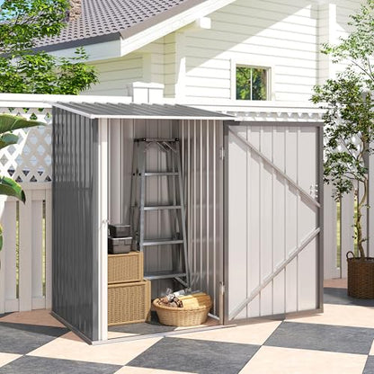 3.3' x 3.4' Outdoor Storage Shed Sloping Roof Lockable Door Gray