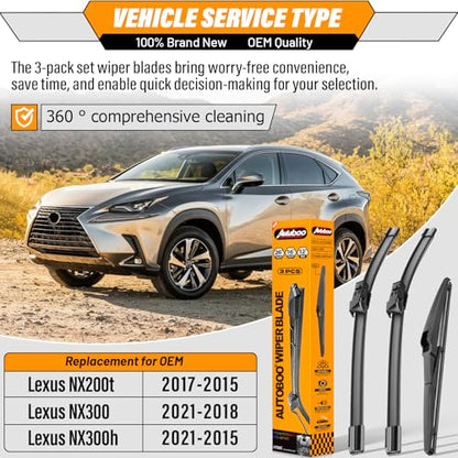 Windshield Wiper Blade Replacement for Lexus NX200t NX300 NX300h