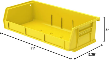 Akro-Mils 30232YELLO Plastic Storage Stacking Hanging Akro Bin (8 Pack), 5-3/8 x 11 x 3, Yellow