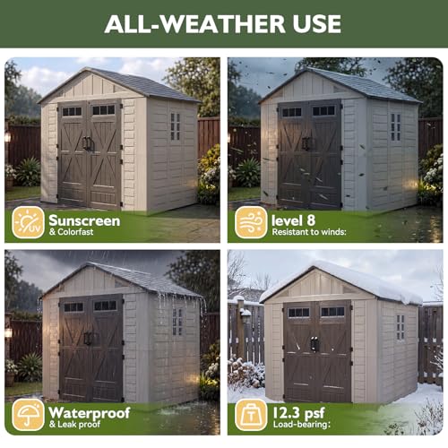 8x8 Ft Outdoor Storage Shed with Floor