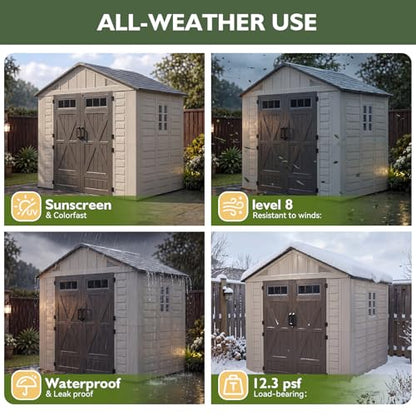 8x8 Ft Outdoor Storage Shed with Floor