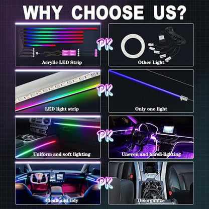 Dreamcolor Acrylic Interior Car LED Strip Light with Wireless APP Control