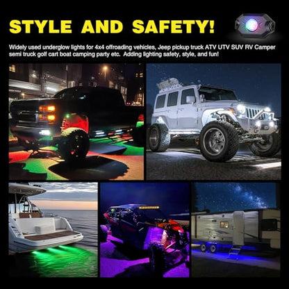 RGB LED Rock Lights Kit (4 Count)