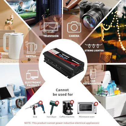 1000 Watt Power Inverter DC 12V to 110V