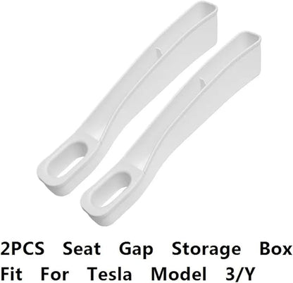 Side Seam Filler 2PCS Seat Gap Storage Box Fit for Tesla Model 3/Y Seat Gap Filler Organizer Crevice Organizer Filler Pocket for Wallet Keys Card Gap Filling(White)