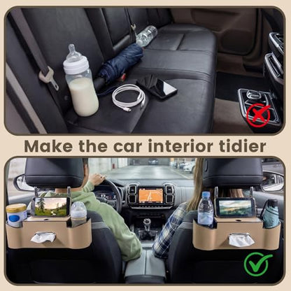 2 Pack Multifunctional Car Seat Back Storage Box Car Seat Back Organizer with Tissue Box (2 Count)