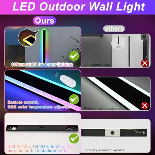 2 Pack RGB LED Outdoor Long Wall Lights (2 Count)