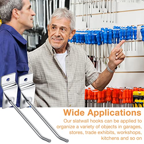 100 Pack Slatwall Hooks Silver Heavy Duty Slat Wall Hooks Metal Slatwall Accessories for Hanging Garage Retail Home Shop Display (100 Count)