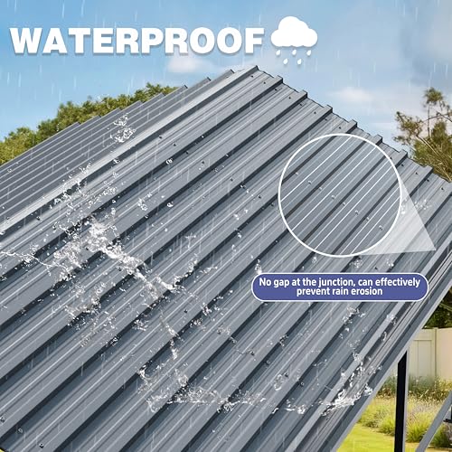 JY QAQA 12 x 15 FT Metal Carport Kits with Galvanized Steel Roof