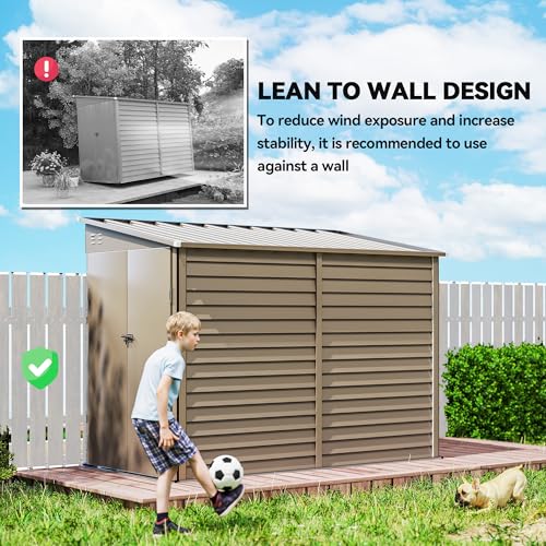 4.6' x 9' Steel Outdoor Storage Shed Waterproof Lean