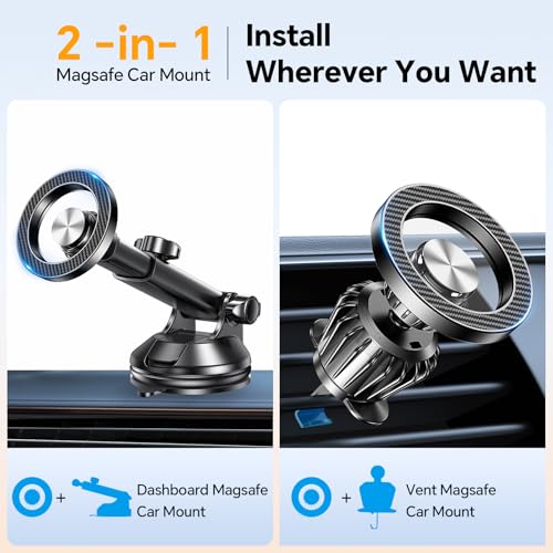 for MagSafe Car Mount【Windshield+Vent+Dash】 Magnetic Phone Holder for Car Phone Holder Mount Cell Phone Holders for Your Car Accessories Phone Mount for Camera Stabilizers Stand for iPhone 17