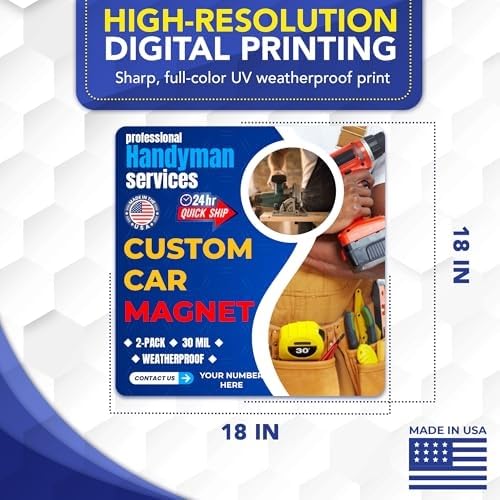 Custom Car Magnet 18x18 Inch 30 Mil 2 Pack (2 Count)