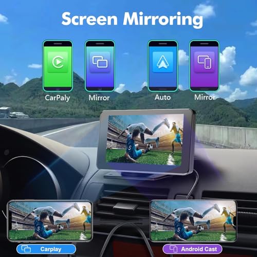 Portable with Apple CarPlay & Android Auto Screen for Car 7" HD Touch