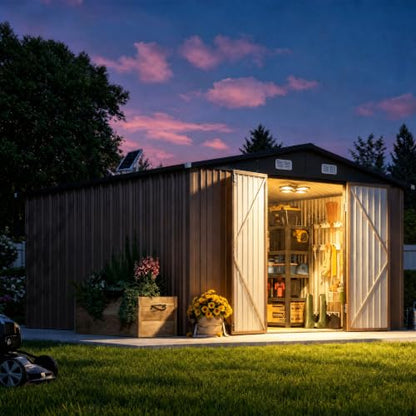 12 x 10FT Outdoor Storage Shed with Solar