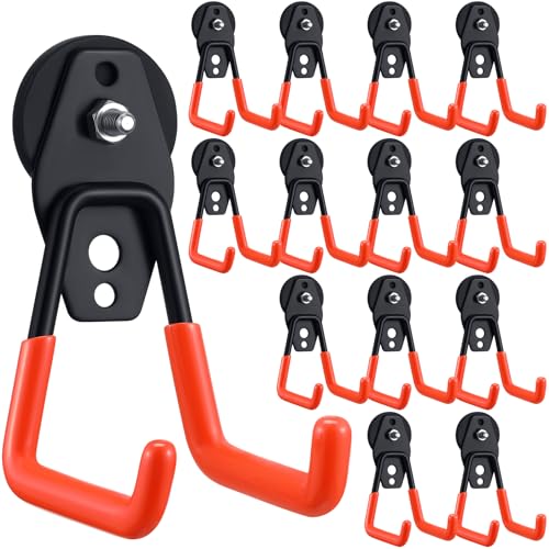14 Pcs Large Magnetic Hooks Heavy Duty Garage Magnet Hooks Strong Storage Utility Magnetic Hangers with Anti Slip Rubber Coating for Indoor and Outdoor Hanging (14 Count)
