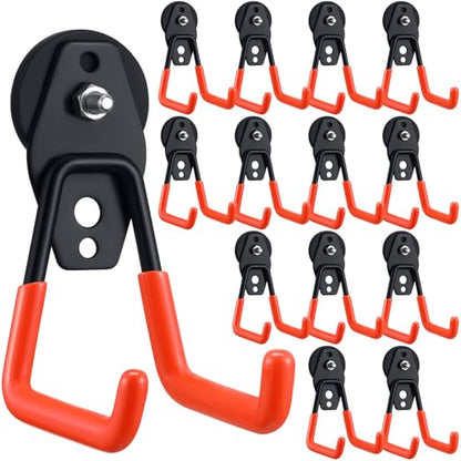 14 Pcs Large Magnetic Hooks Heavy Duty Garage Magnet Hooks Strong Storage Utility Magnetic Hangers with Anti Slip Rubber Coating for Indoor and Outdoor Hanging (14 Count)