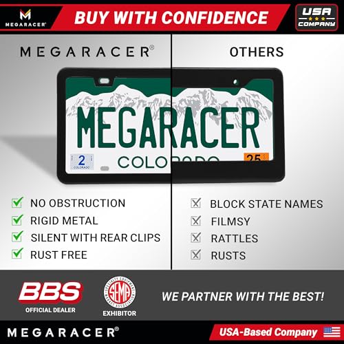Powder Coated Matte Black Thin License Plate Frame