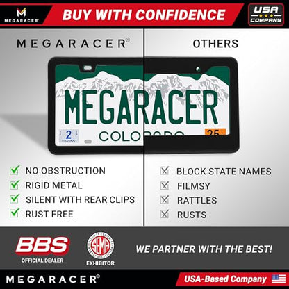 Powder Coated Matte Black Thin License Plate Frame