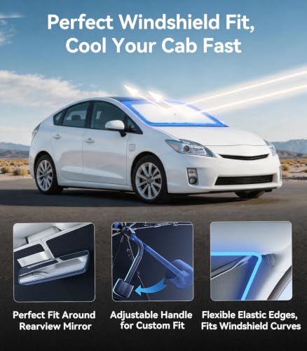 Vinyl Coating Heat Shield] Windshield Sun Shade Umbrella Custom for Toyota Prius