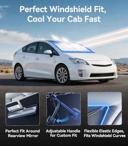 Vinyl Coating Heat Shield] Windshield Sun Shade Umbrella Custom for Toyota Prius