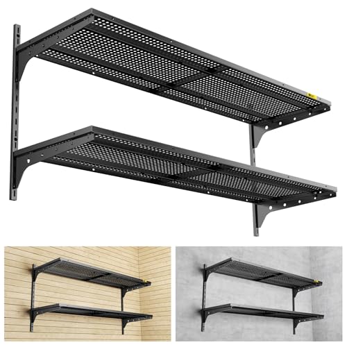 2 Tier 1.3x4ft Garage Shelving Wall Mounted (2 Count)