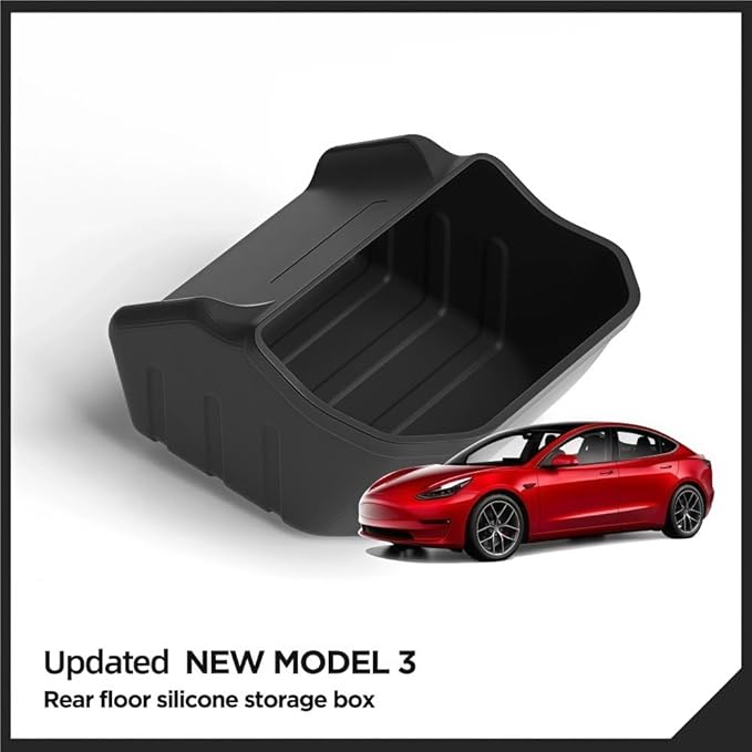 GGCLIMAX Car Organizer Compatible for Tesla Model 3 Highland 2024 Rear Seat Storage Box Silicone Organizer Tray Below Rear Air Outlet Custom Fit Interior Accessory(Model 3 black 1pc)
