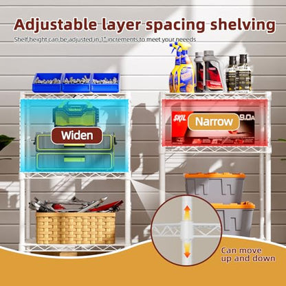 3 Small Wire Shelves Kitchen Pantry Close Home Organizers and Storage Bathroom Shelf Laundry Room Organization Adjustable Book Metal Garage Shelving Unit