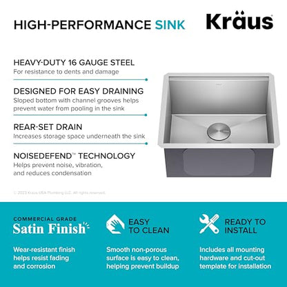 Stainless Steel 21 in Undermount Kitchen Sink KWU111