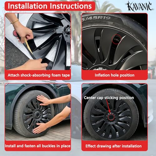 Wheel Cover Fits for Tesla Model Y 19 Inch Gemini 2020 (4 Count)