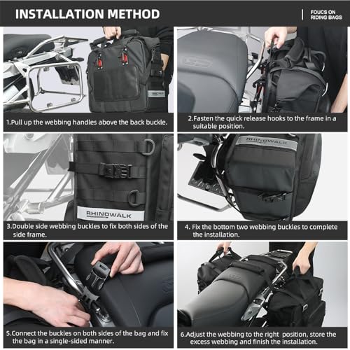 Motorcycle Saddlebag Waterproof Luggage Bag Quick Release Motorcycle Side Bag 25L Fits Most Adventure and Sports Bike Motorbike Racks