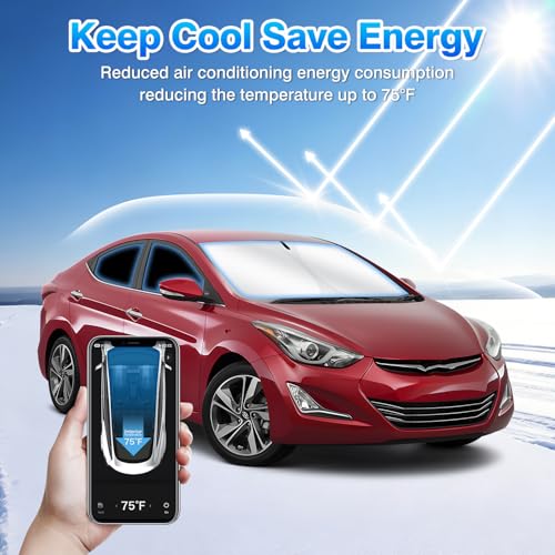 Windshield Sun Shade for Hyundai Elantra 2011 2012 2013 2014 2015 2016 Car Window Shades Thicken UV Block and Blackout Privacy Foldable Sunshades 6PCS Accessories Keep Cool Sun Visor Covers (6 Count)