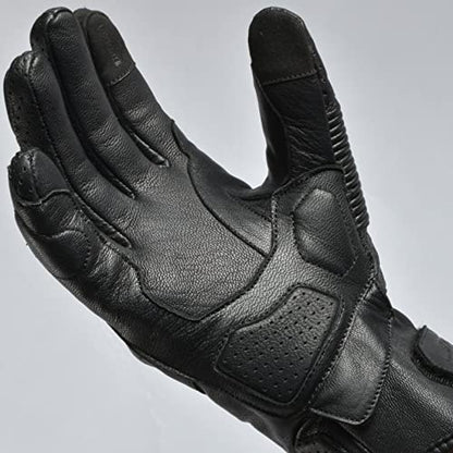 Leather Motorcycle Motorbike Knuckle Protection Powersports Gloves