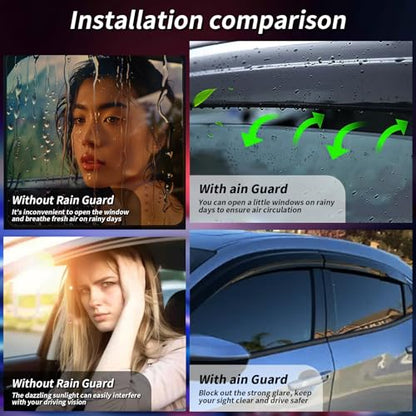 Outside Mount Window Visors Rain Guards for Honda Civic 4Dr Sedan 2016 (4 Count)
