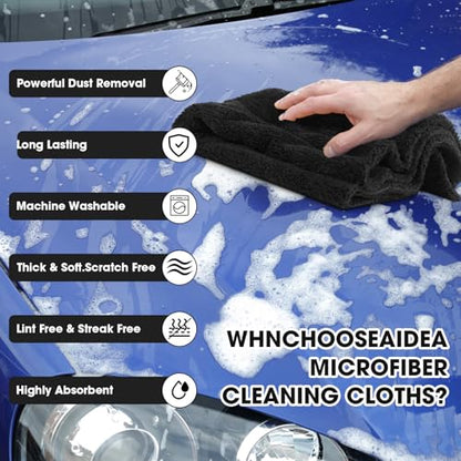 30 Pcs 16 x 16 Inch Edgeless Microfiber Plush Towels for Cars Detailing Drying Wash Polishing Absorbent Cleaning Cloths