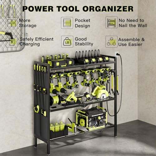 Power Tool Organizer Cart with Charging Station