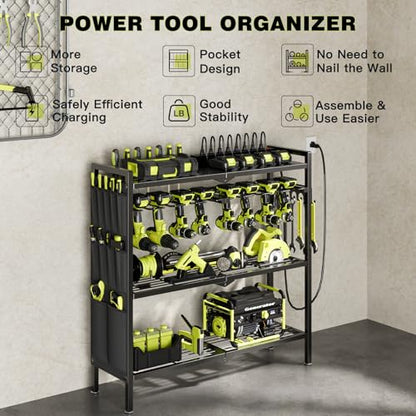 Power Tool Organizer Cart with Charging Station