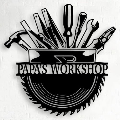 Personalized Papa's Workshop Metal Sign