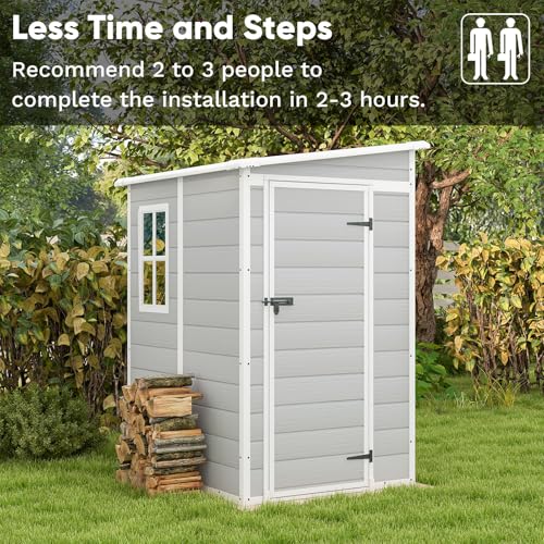 5 x 4 FT Plastic Outdoor Storage Shed with Floor