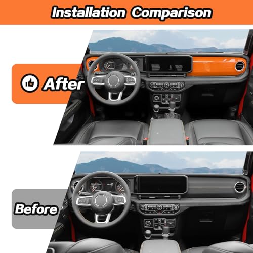 2pcs for 2024 Jeep Wrangler JL Interior Accessories Center Console Dash Panel Cover Trim