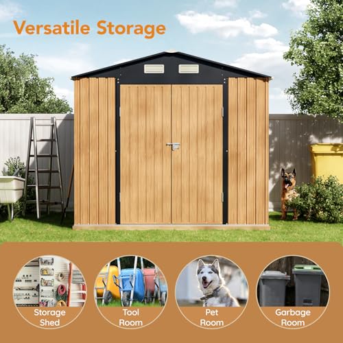 8x10 FT Outdoor Metal Storage Shed with Frame Floor