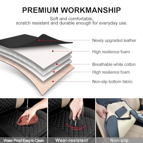 2 Pack Leather Front Car Seat Covers with Side Wrap Black (2 Count)